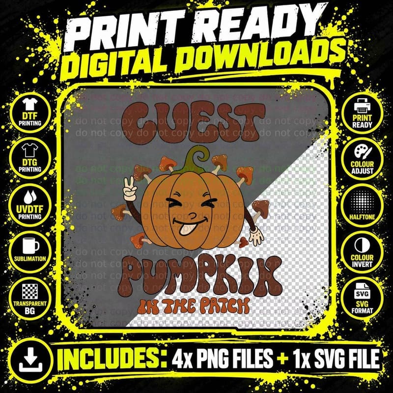Colorful Patchwork Pumpkin with Bows Fall T-Shirt Png SVG Digital Bundle