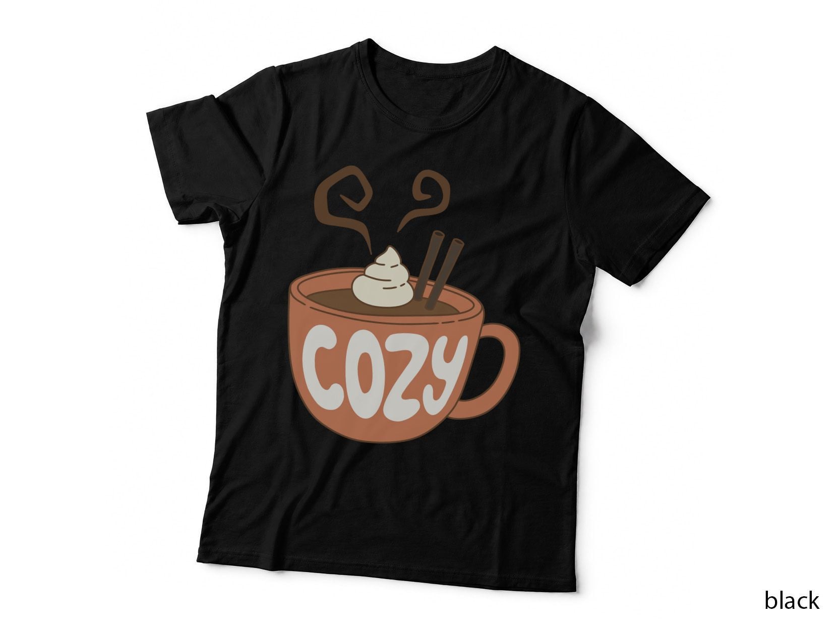 Cozy Fall T-Shirt, Pumpkin Spice Coffee Mug Cursive Autumn Tee