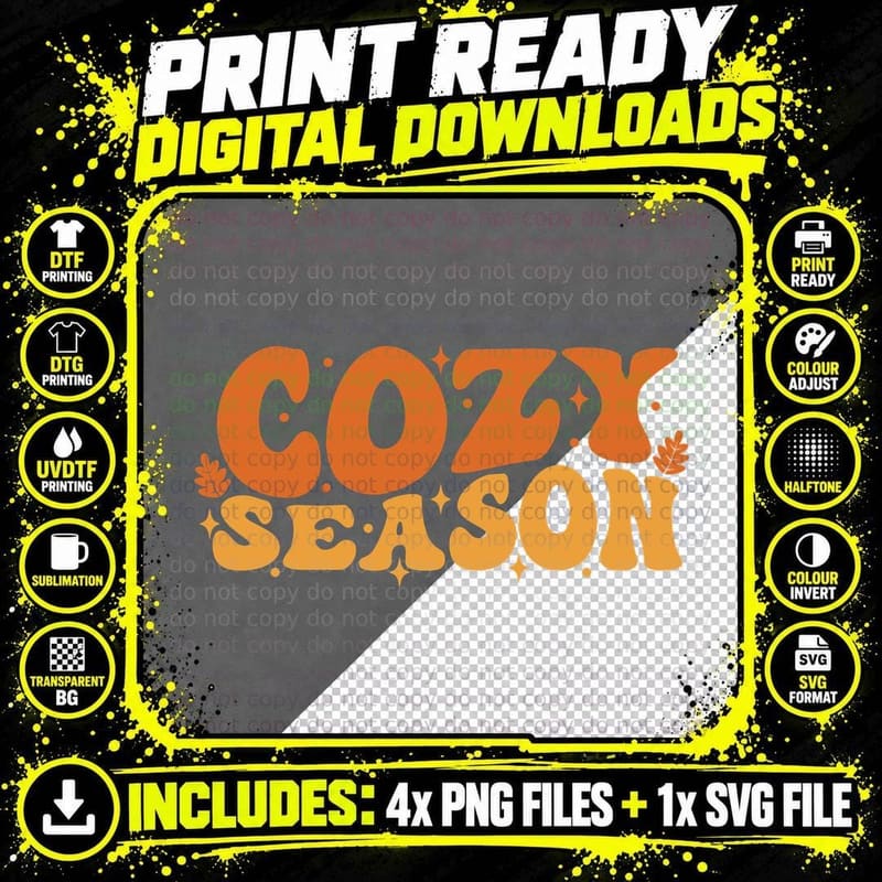 Cozy Reader Book Society Fall T-Shirt Png SVG Digital Bundle