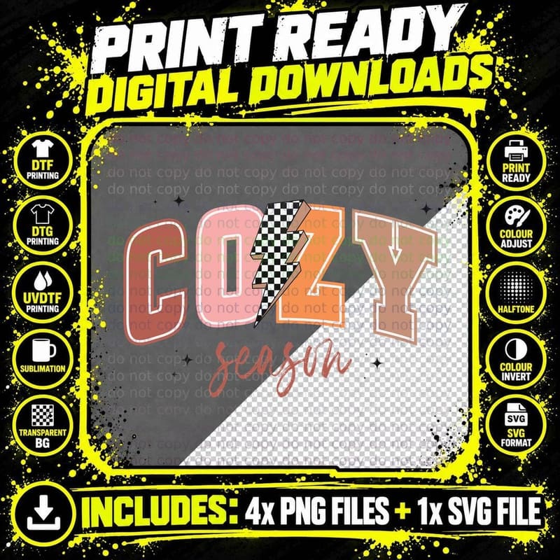 Cozy Season Fall T-Shirt, Cozy Season Checkered Png SVG Digital Bundle