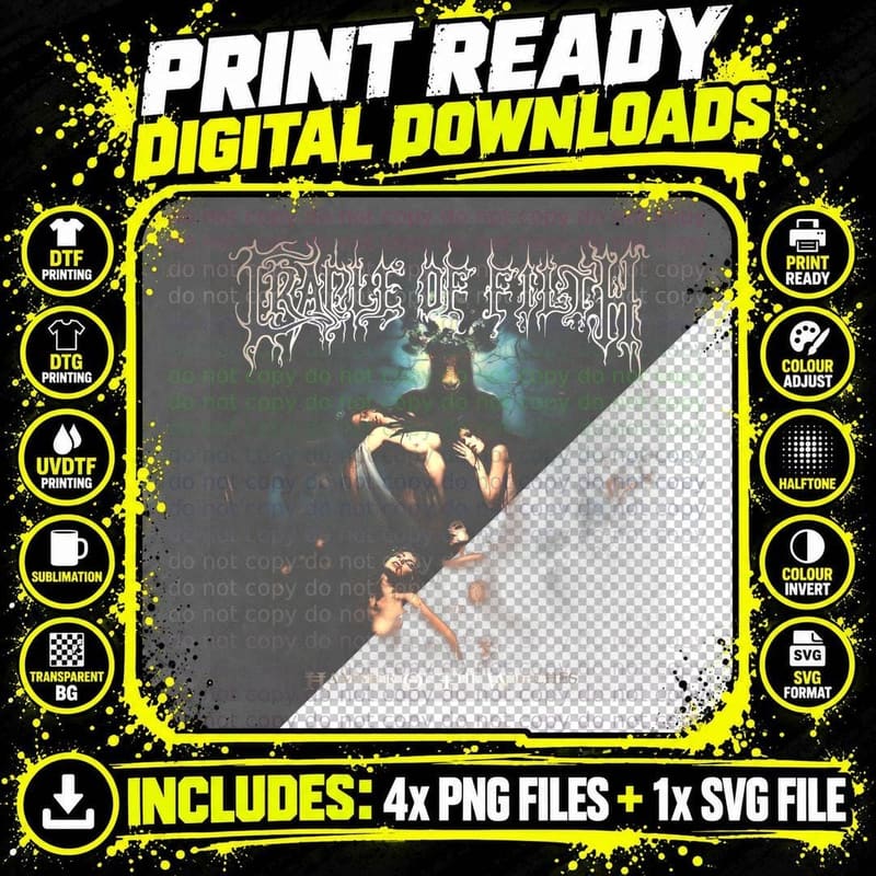 Cradle of Filth Hammer of the Witch Dark Gothic Skulls Png SVG Digital Bundle