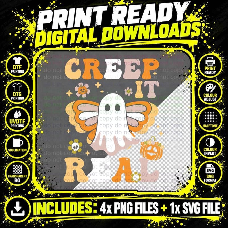 Creep It Real Fall T-Shirt, Ghost Butterfly Wings Png SVG Digital Bundle