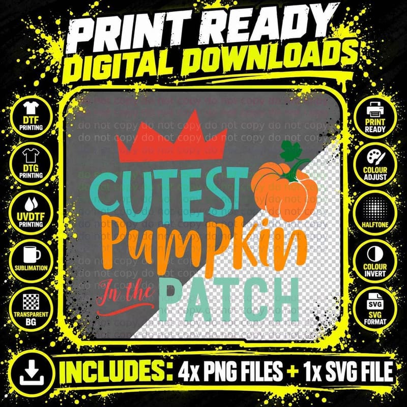 Cutest Pumpkin in the Patch T-Shirt Png SVG Digital Bundle
