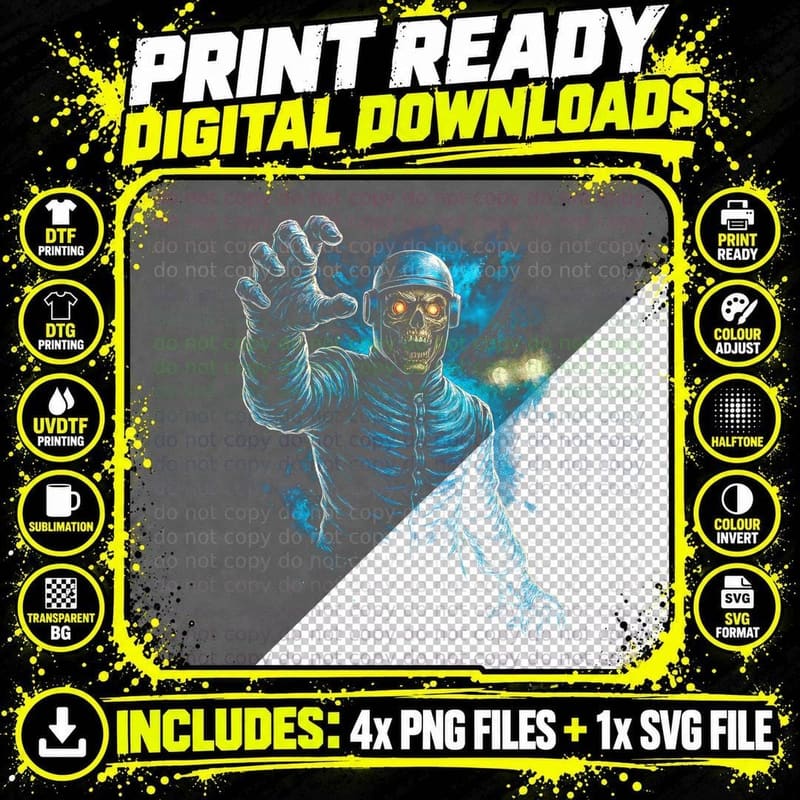 Cyber Reaper T-Shirt, Halftone Horror Skull Graphic Tee Png SVG Digital Bundle