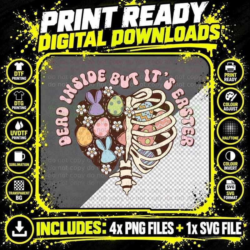 Dead Inside but It's Easter T-Shirt Png SVG Digital Bundle