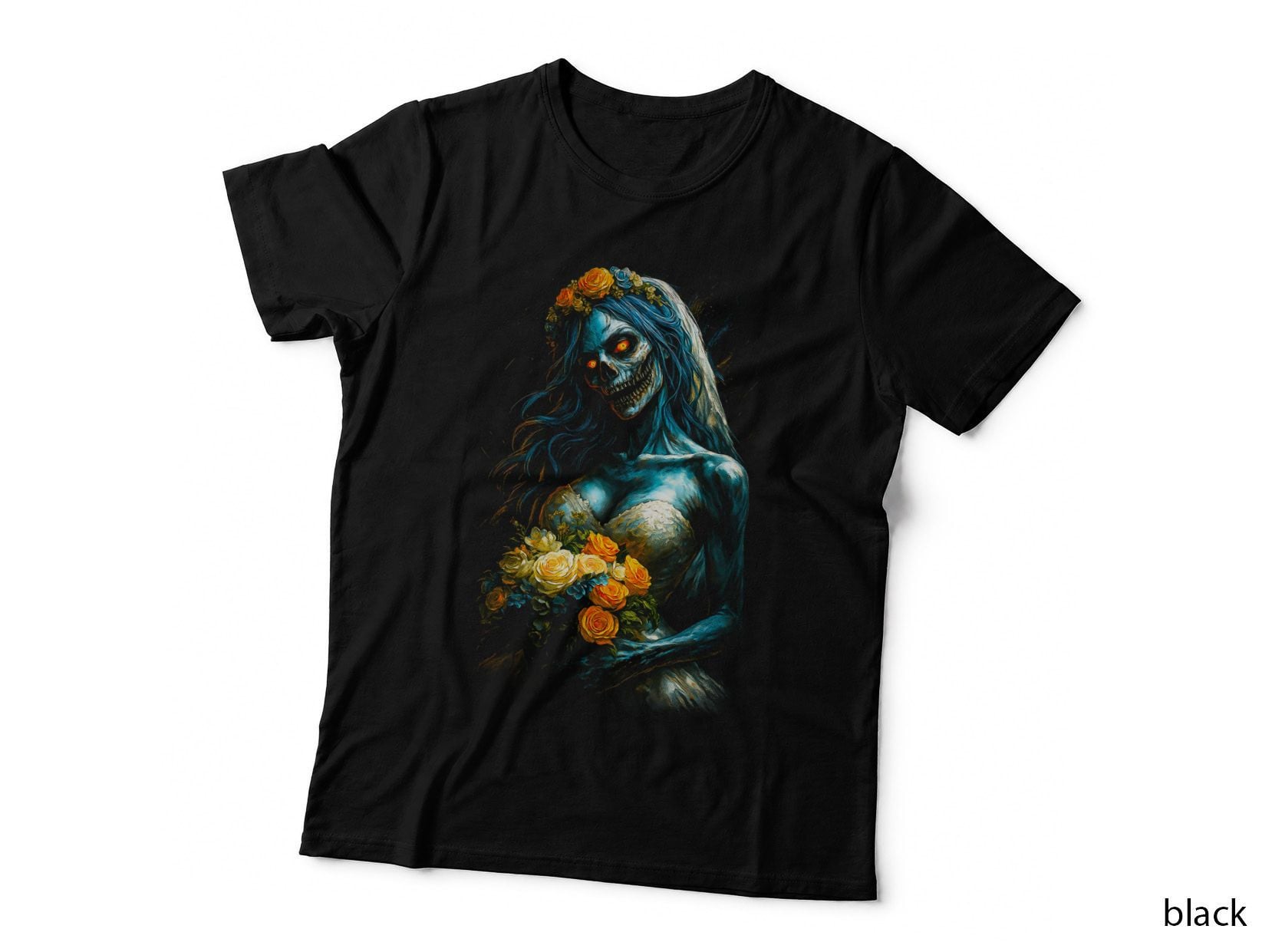 Death Maiden T-Shirt, Halftone Horror Skull Graphic Tee, Gothic Beauty Shirt