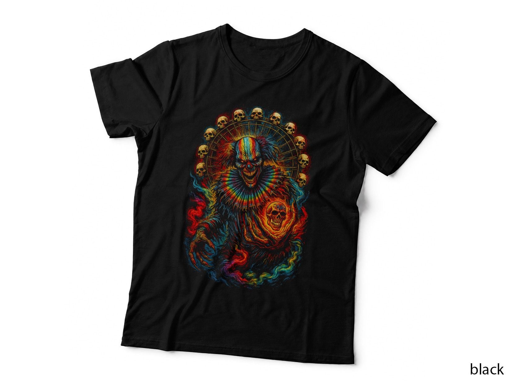Demon Clown T-Shirt, Halftone Horror Clown Graphic Tee, Halloween Horror Shirt