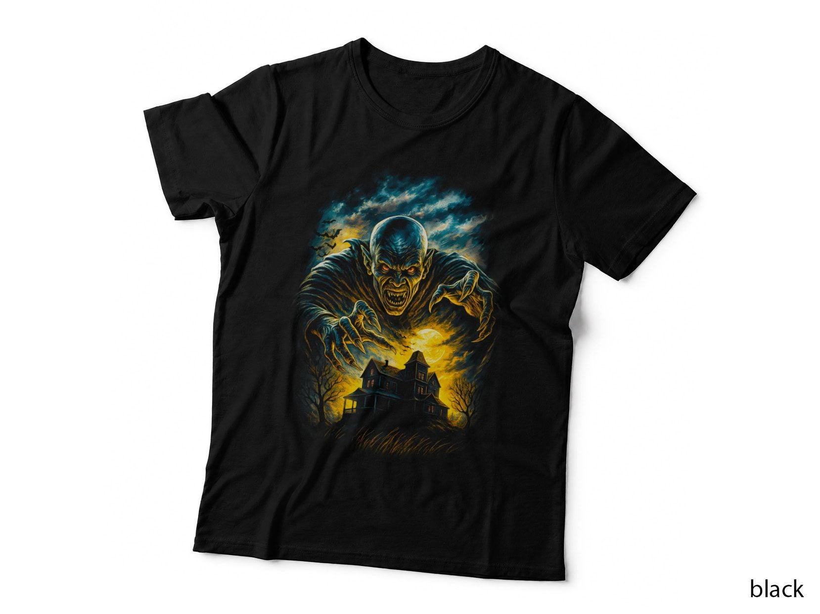 Demon House T-Shirt, Halftone Horror Monster Graphic Tee, Haunted House Shirt