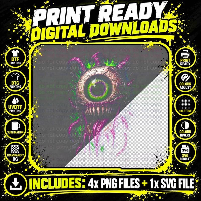 Demon Rat T-Shirt, Halftone Horror Creature Graphic Tee Png SVG Digital Bundle