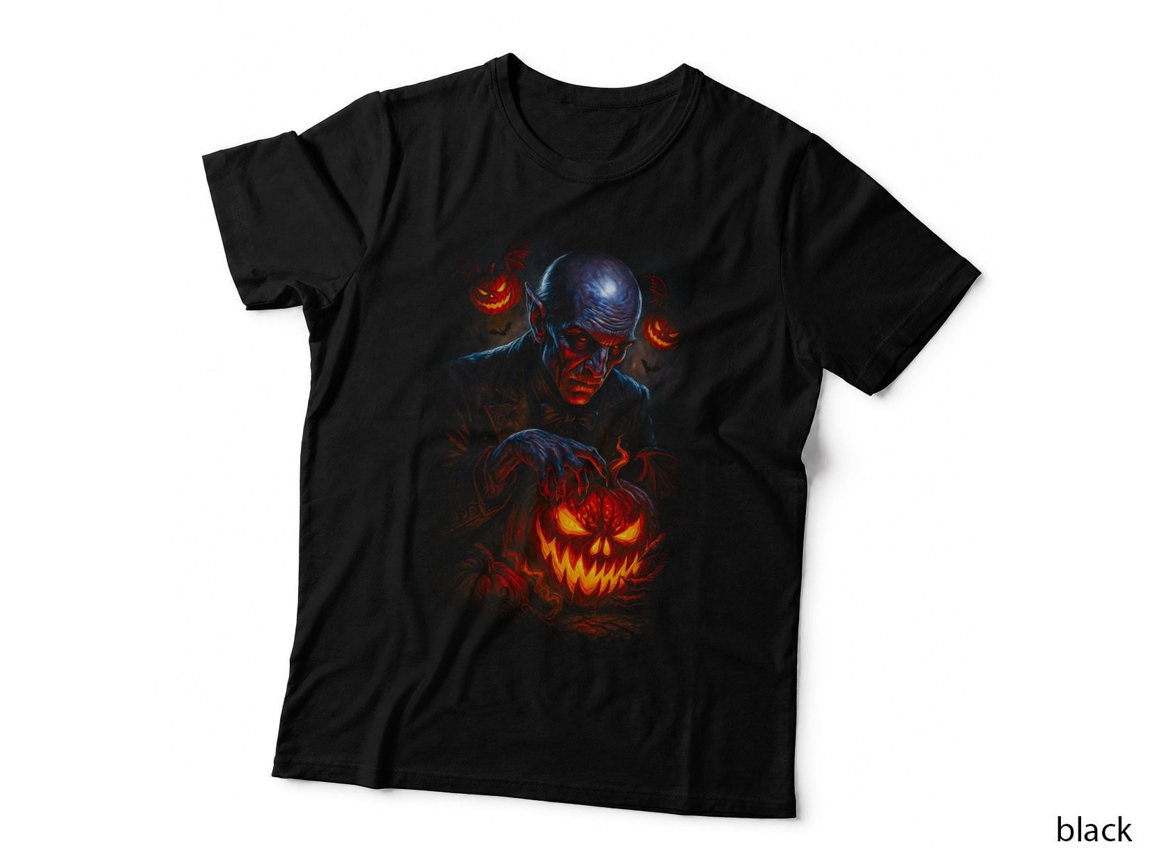 Devil Skull Pumpkins T-Shirt, Halftone Horror Halloween Graphic Tee