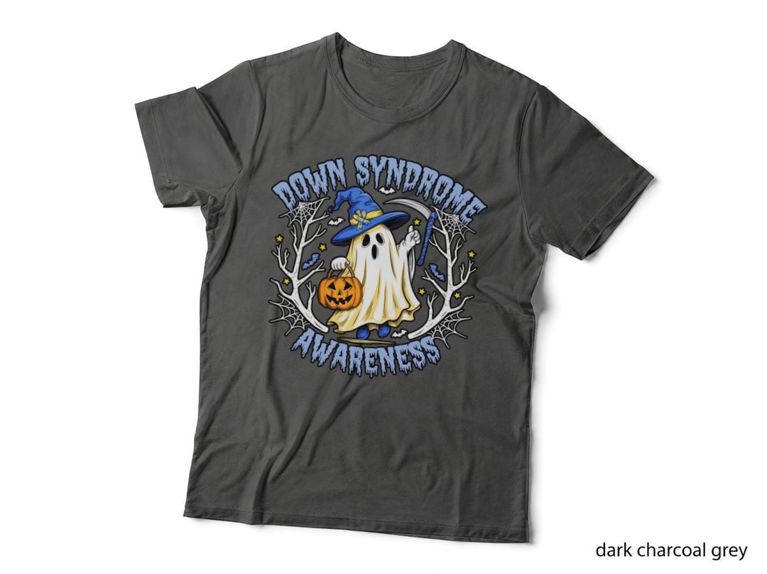 Down Syndrome Awareness Down Syndrome T-Shirt, Ghost in Witch Hat Holding