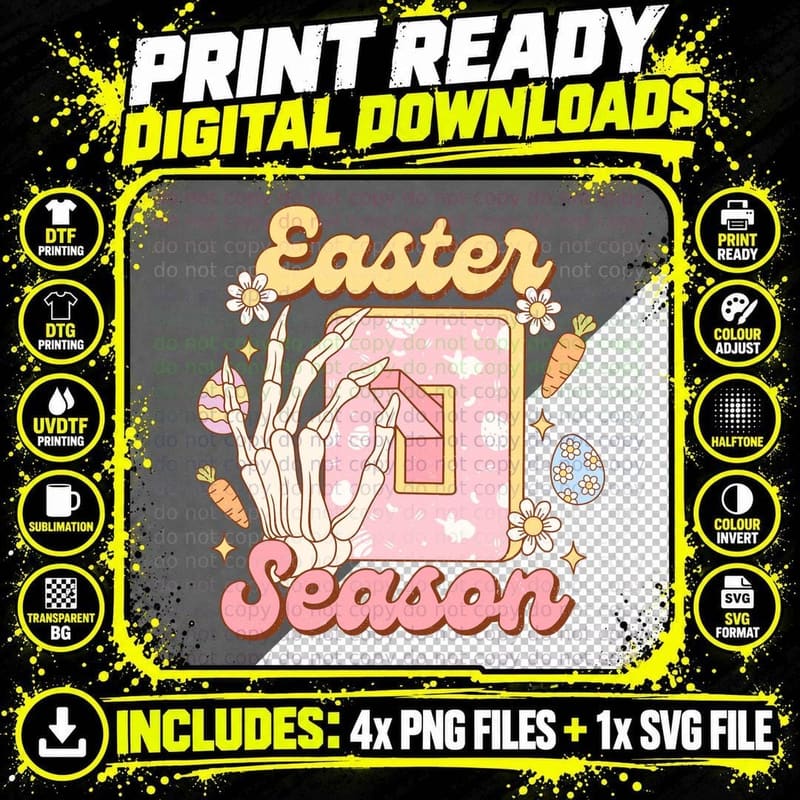 Easter Season Easter T-Shirt, Easter-Themed Skeleton Png SVG Digital Bundle