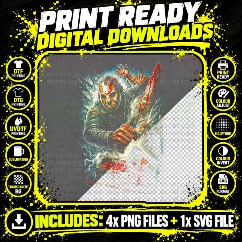 Evil Clown T-Shirt, Halftone Horror Clown Graphic Tee Png SVG Digital Bundle