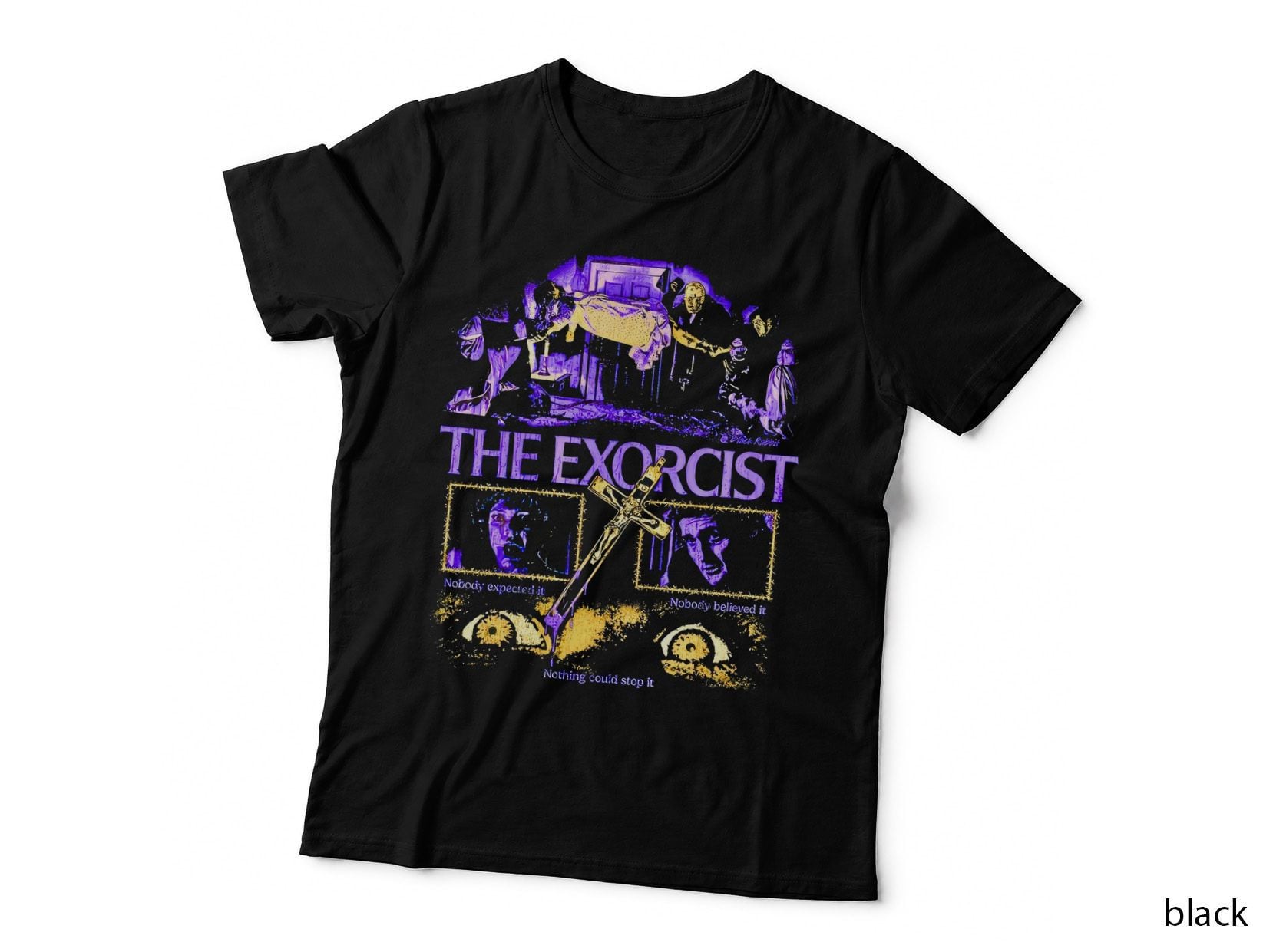 Exorcist the Horror Possession Purple Yellow Demonic Imagery T-Shirt