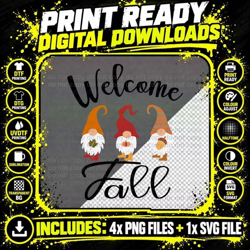 Fall Gnomes Pumpkin Designs Fall T-Shirt Png SVG Digital Bundle