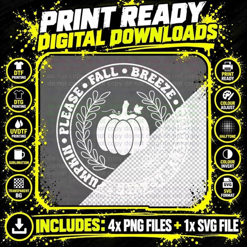Fall T-Shirt, Dark Pumpkin Circle Badge Autumn Tee Png SVG Digital Bundle