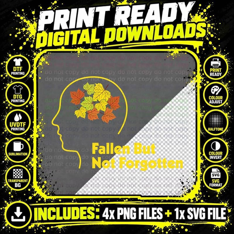 Fallen but Not Forgotten Fall T-Shirt Png SVG Digital Bundle