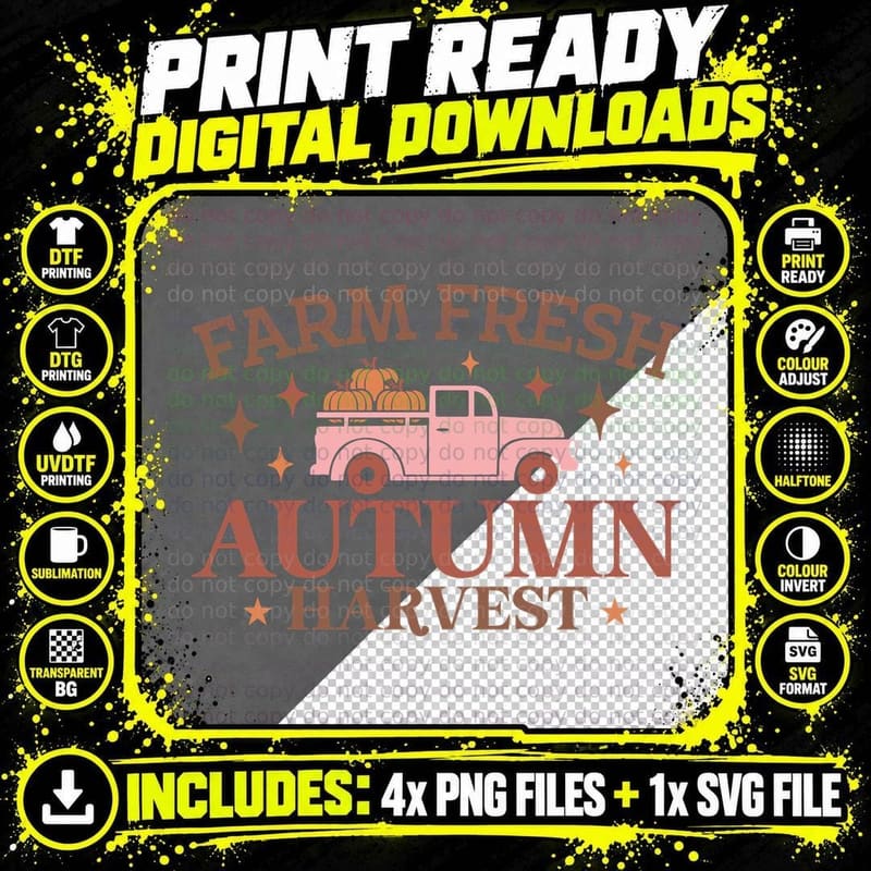 Farm Fresh Autumn Harvest Fall T-Shirt Png SVG Digital Bundle