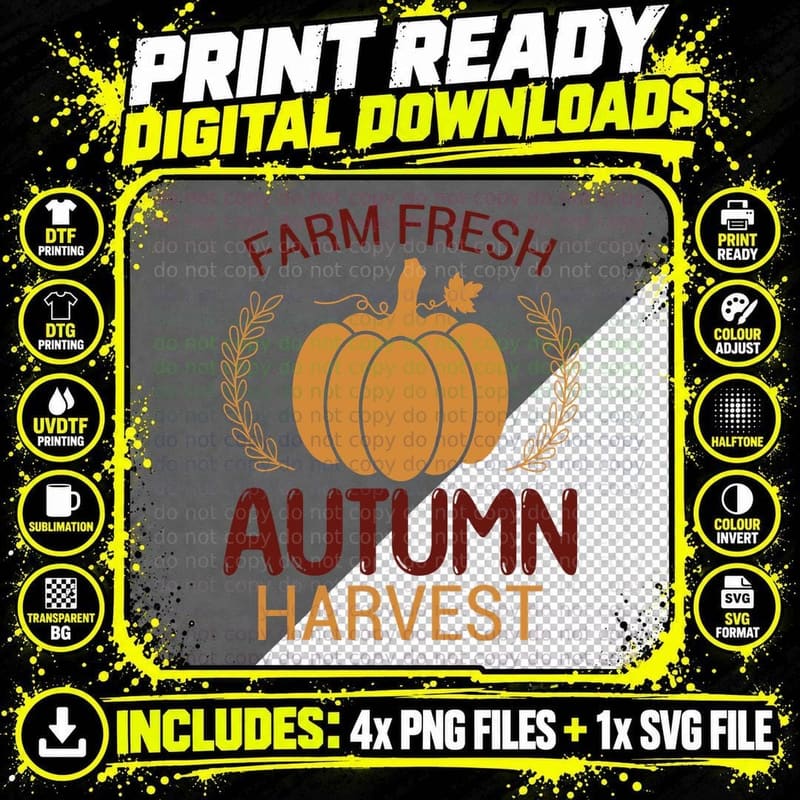 Farm Fresh Autumn Harvest Fall T-Shirt Png SVG Digital Bundle