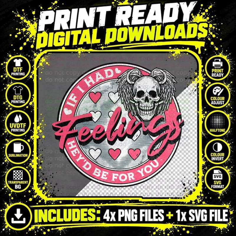 Feelings If I Had They'd Be for You Skeleton Angel Wings Png SVG Digital Bundle