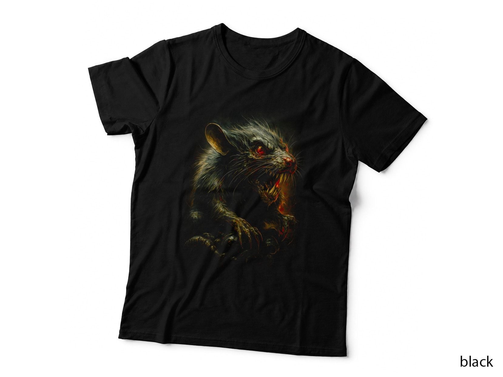 Feral Demon Cat T-Shirt, Halftone Horror Cat Graphic Tee, Halloween Scary Shirt