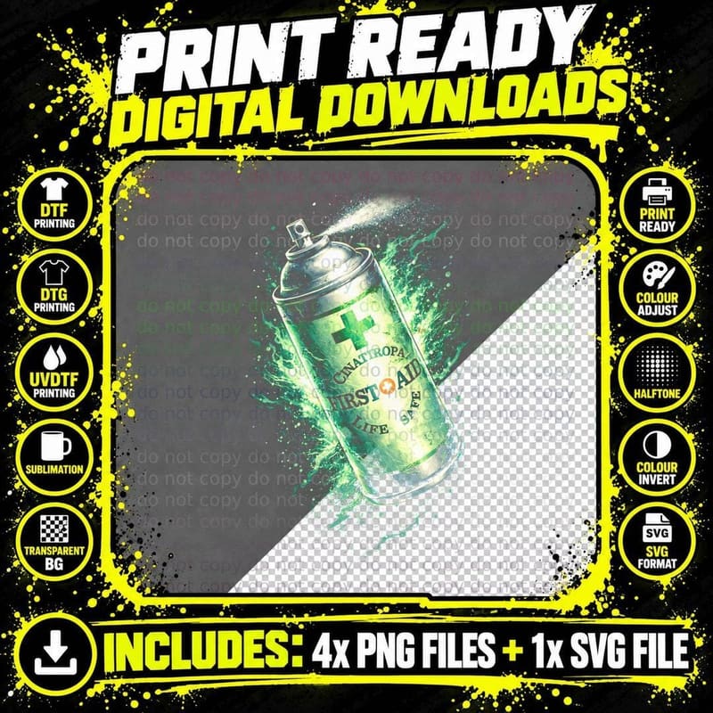 First Aid Spray T-Shirt, Halftone Resident Evil Item Png SVG Digital Bundle
