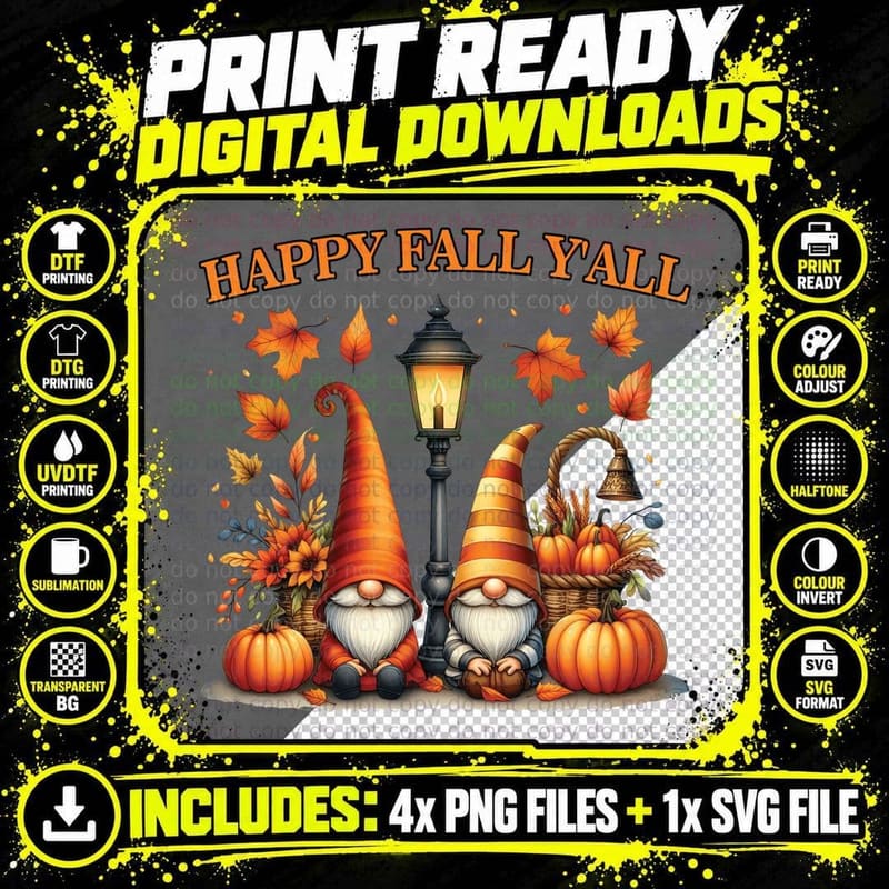 Football Sunflower Pumpkin Autumn Foliage Fall T-Shirt Png SVG Digital Bundle