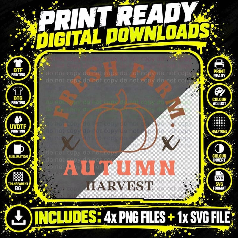 Fresh Autumn Harvest Fall T-Shirt, Fresh Autumn Harvest Png SVG Digital Bundle