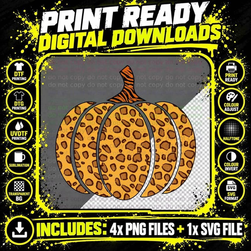 Geometric Patterned Pumpkin Illustration Fall T-Shirt Png SVG Digital Bundle