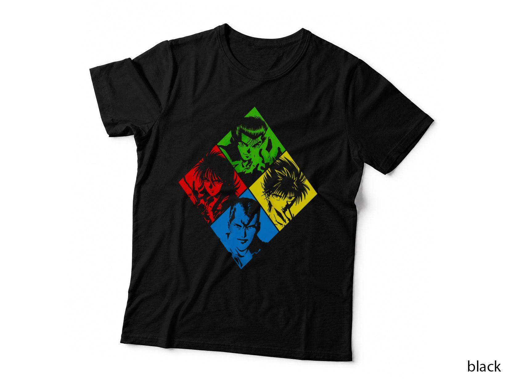 Ghost Fighter Jojo Characters Halftone Anime Multicolor Diamonds Retro T-Shirt