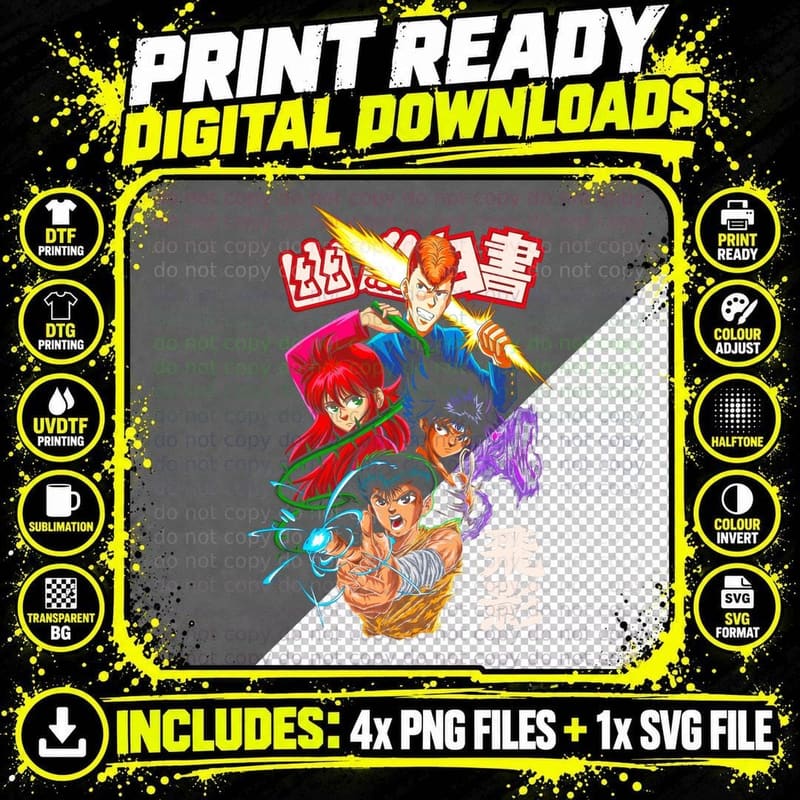 Ghost Fighter Red Yellow Demon Slayer Orange Pink Png SVG Digital Bundle