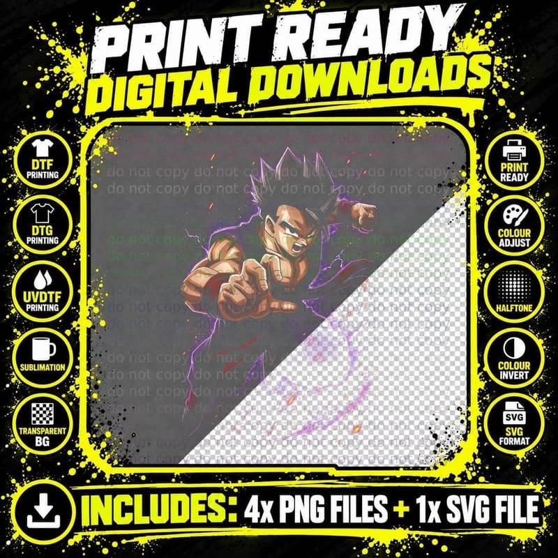 Ghost Spirit Anime T-Shirt, Halftone Grinning Spirit Png SVG Digital Bundle