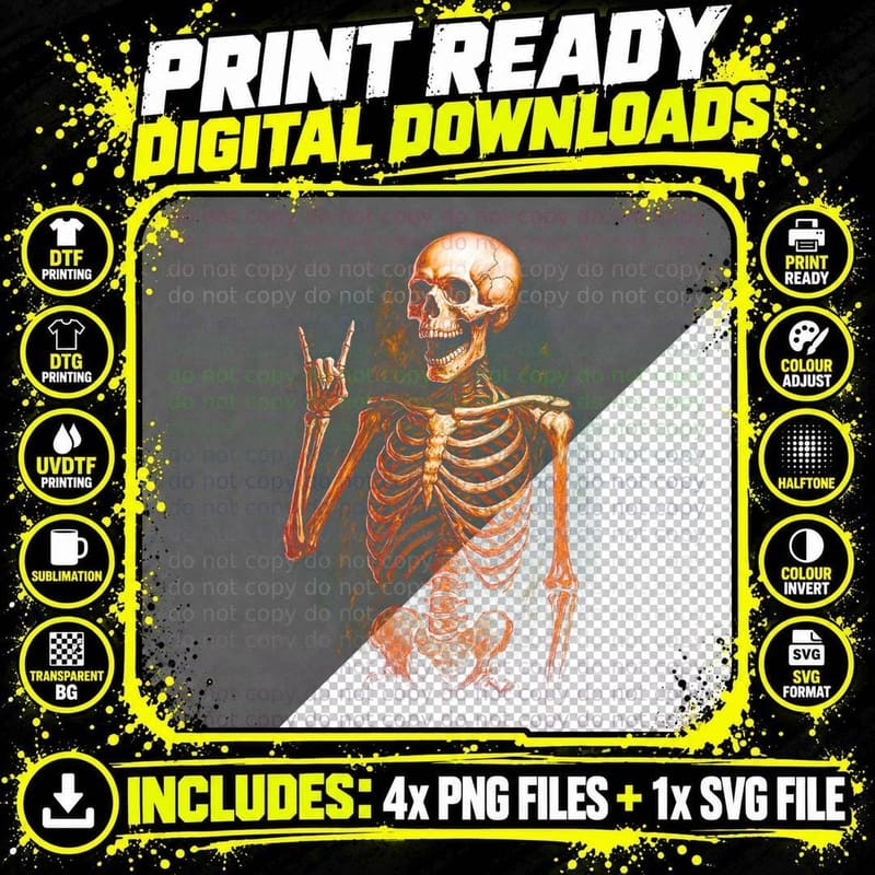 Grim Reaper Scythe Hooded T-Shirt, Halftone Gothic Skull Png SVG Digital Bundle