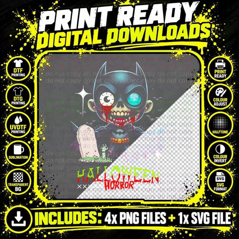 Halloween Horror Cyan Purple Demon Boy Skull T-Shirt Png SVG Digital Bundle