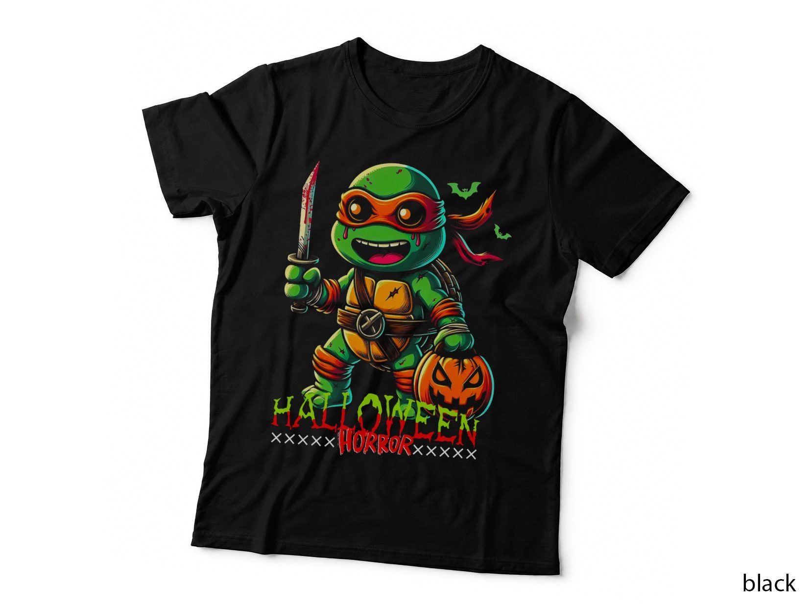 Halloween Horror Green Yellow Orange Ninja Turtle T-Shirt