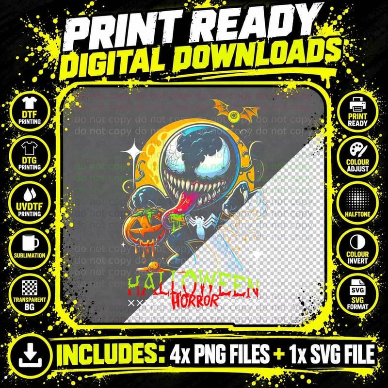Halloween Horror Orange Yellow Cosmic Entity T-Shirt Png SVG Digital Bundle