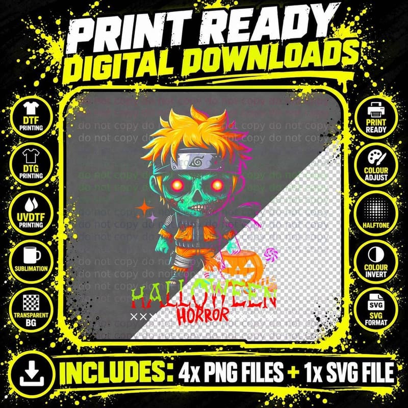 Halloween Horror Skull Head Yellow Jack-O-Lantern Png SVG Digital Bundle