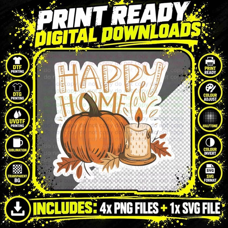 Happy Home Cozy Fall T-Shirt, Happy Home Cozy Pumpkin Png SVG Digital Bundle