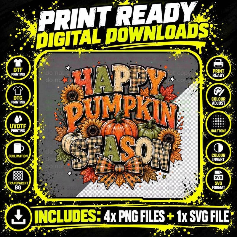 Happy Pumpkin Season Fall T-Shirt, Happy Pumpkin Season Png SVG Digital Bundle