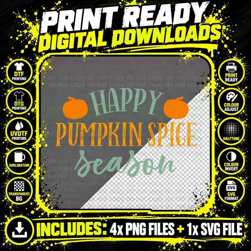 Happy Pumpkin Spice Season T-Shirt Png SVG Digital Bundle