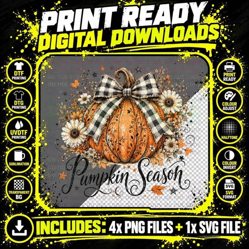 Harvest Season (Decorative Script) Fall T-Shirt Png SVG Digital Bundle