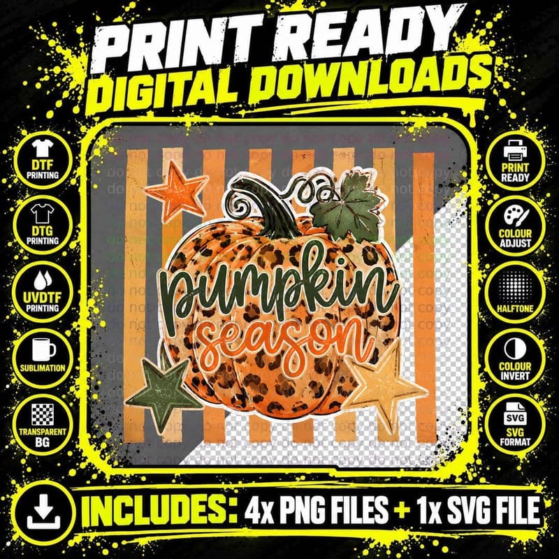 Haymaking Season Fall T-Shirt, Leopard Print Pumpkin Png SVG Digital Bundle