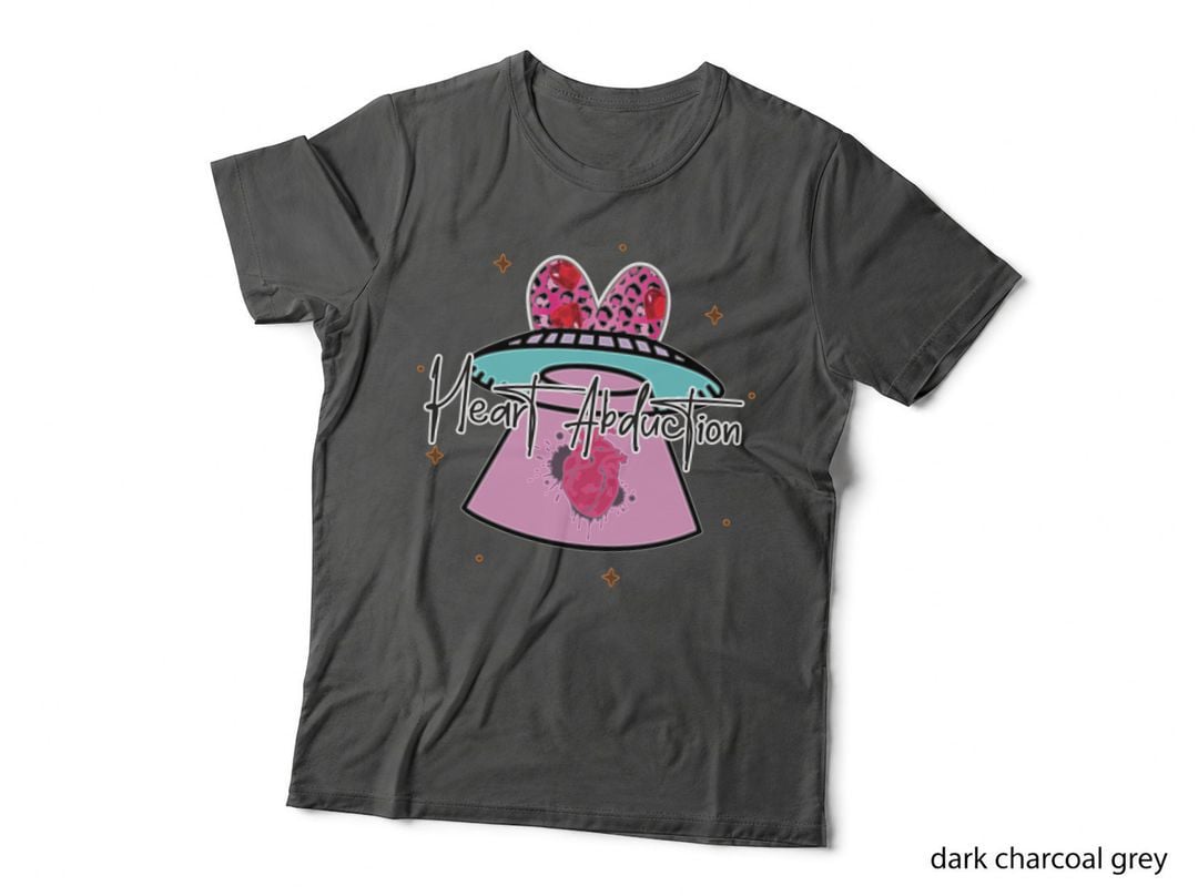 Heart Abduction Hear Ufo Alien Sparkles Orange T-Shirt
