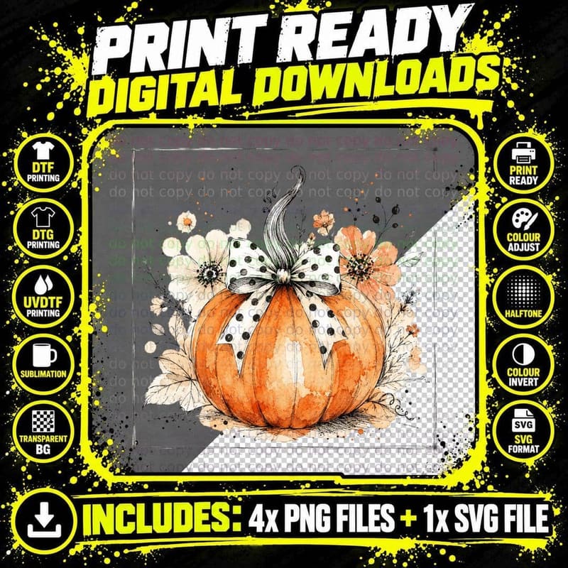 Heart Pumpkin Flower Arrangement Fall T-Shirt Png SVG Digital Bundle