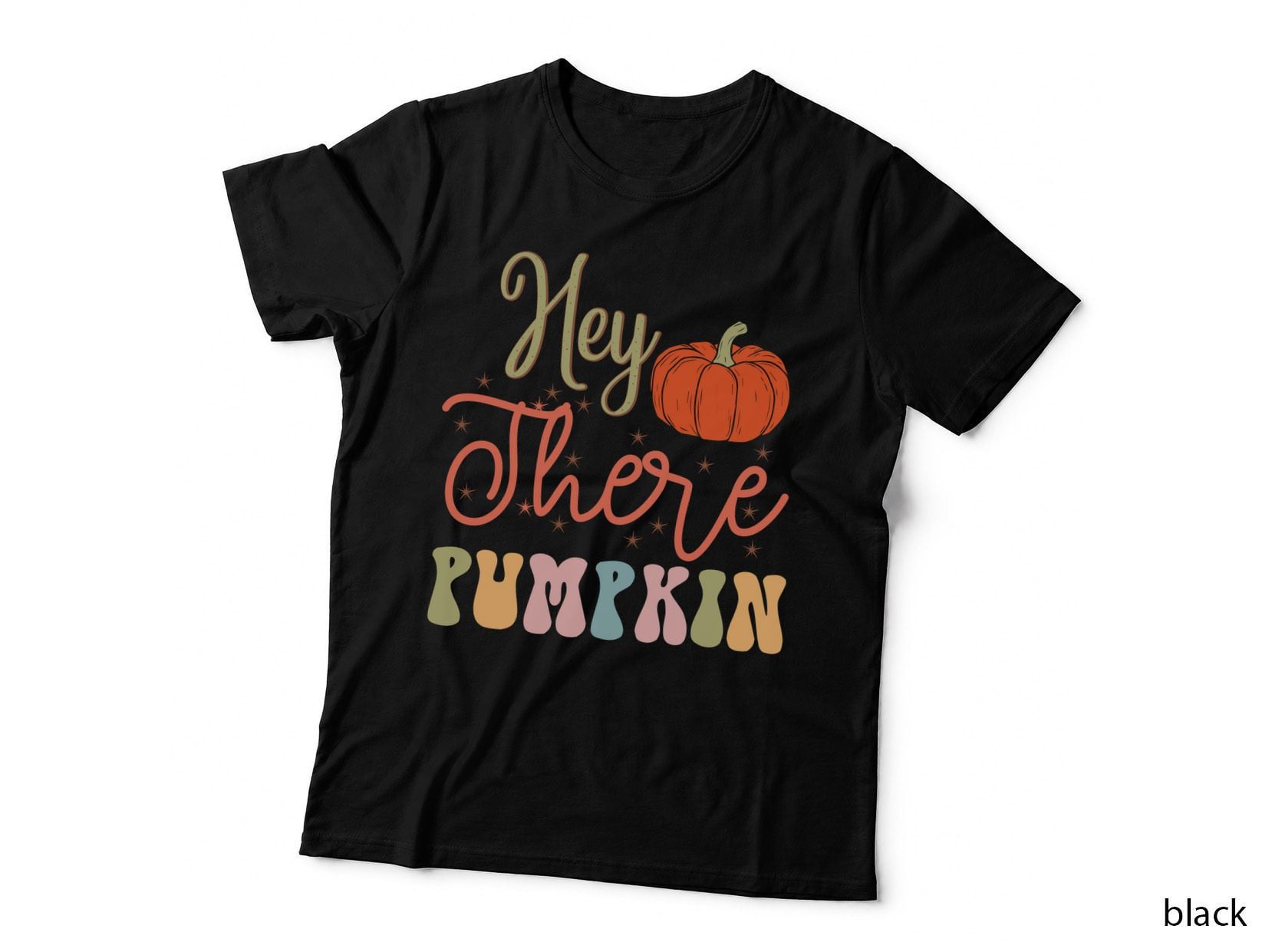 Hey Other Pumpkin Fall T-Shirt, Retro Gold Red Pumpkin Text Autumn Tee