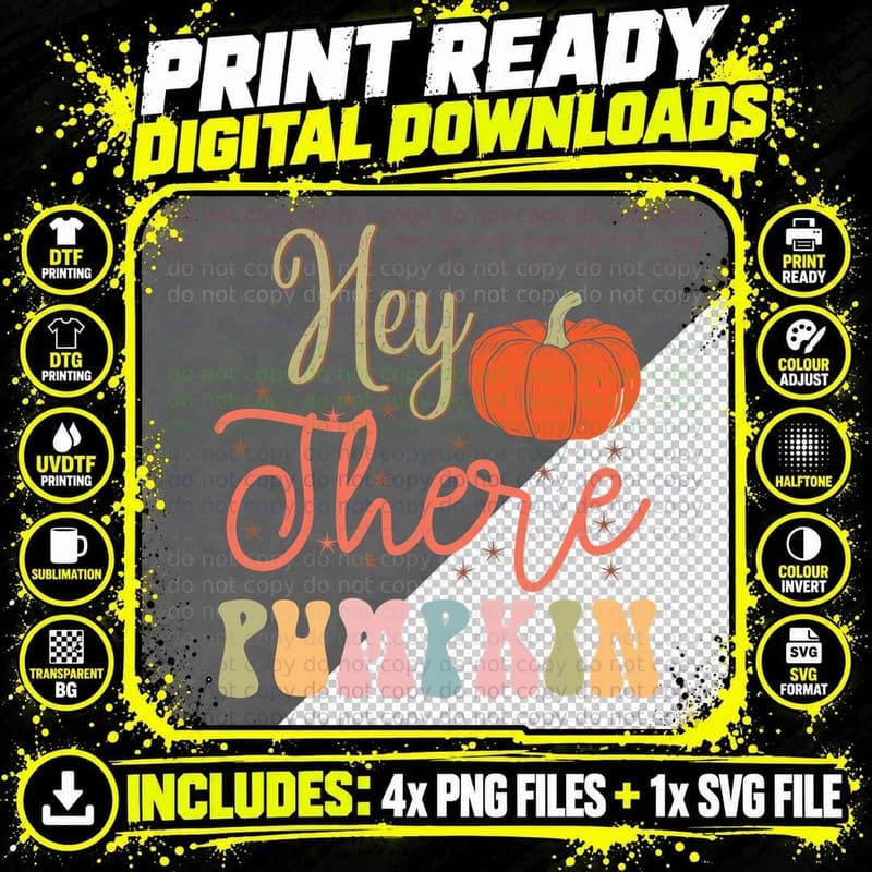 Hey Other Pumpkin Fall T-Shirt, Retro Gold Red Pumpkin Png SVG Digital Bundle
