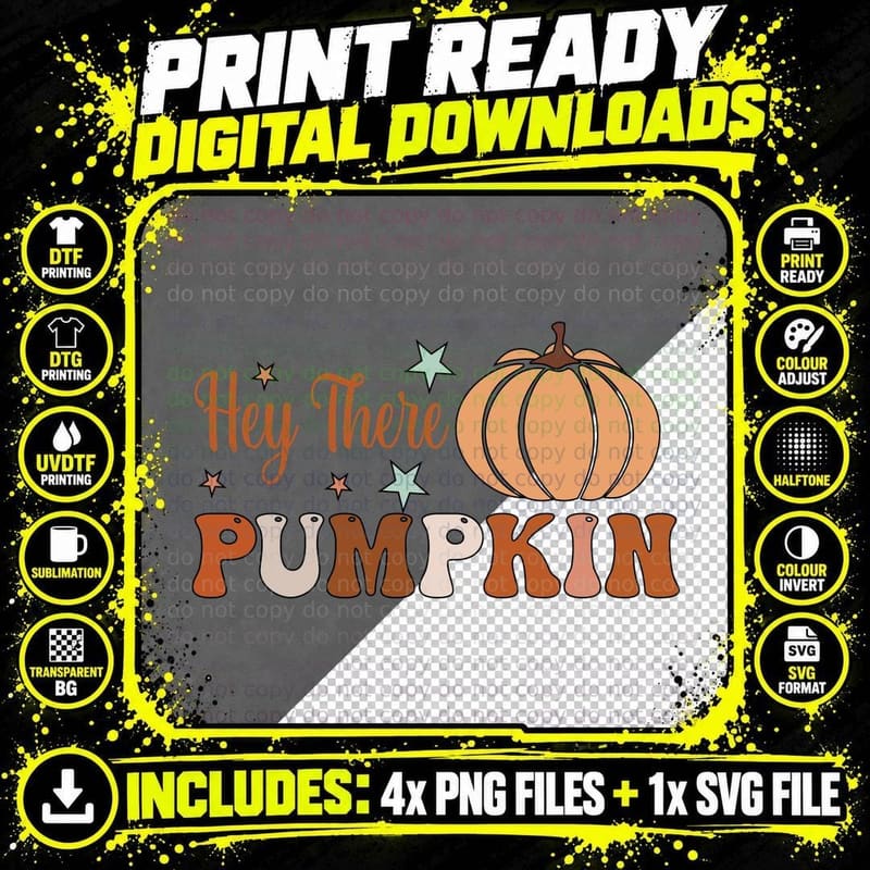 Hey There Pumpkin Fall T-Shirt, Three Pumpkins Different Png SVG Digital Bundle