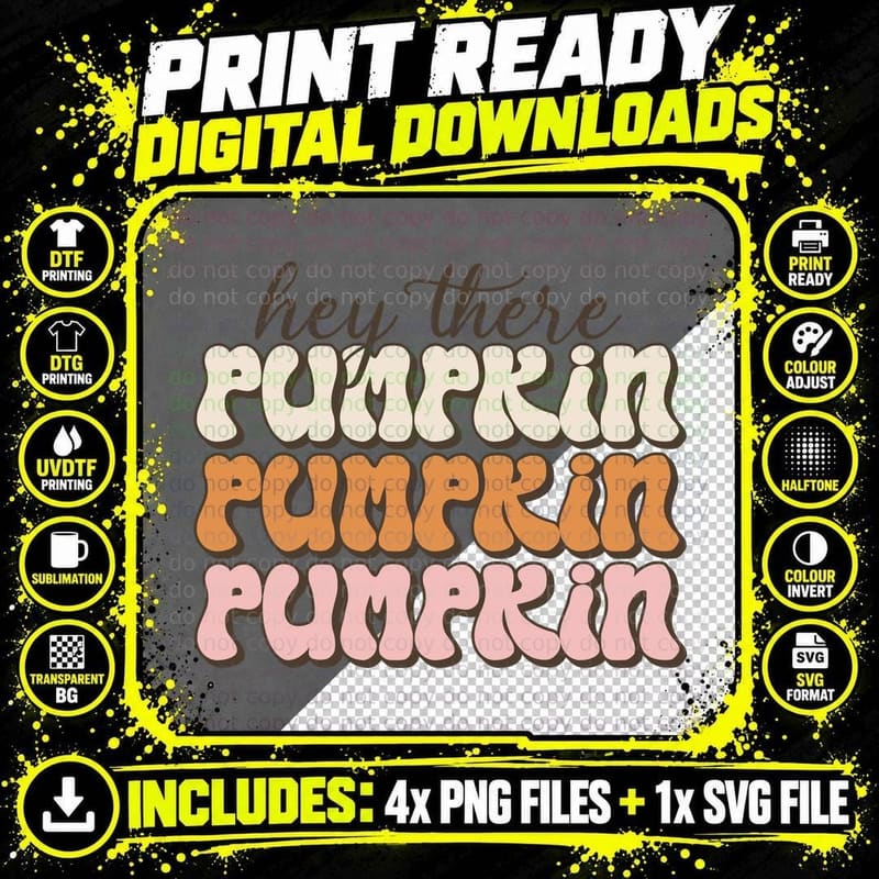 Hey There Pumpkin Fall T-Shirt Png SVG Digital Bundle