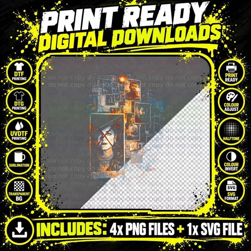Horror Character Collage T-Shirt, Halftone Resident Evil Png SVG Digital Bundle