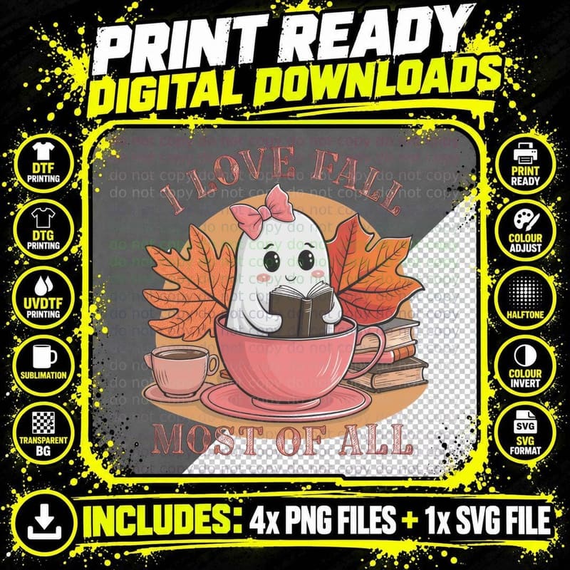 I Love Fall Most of All Fall T-Shirt Png SVG Digital Bundle